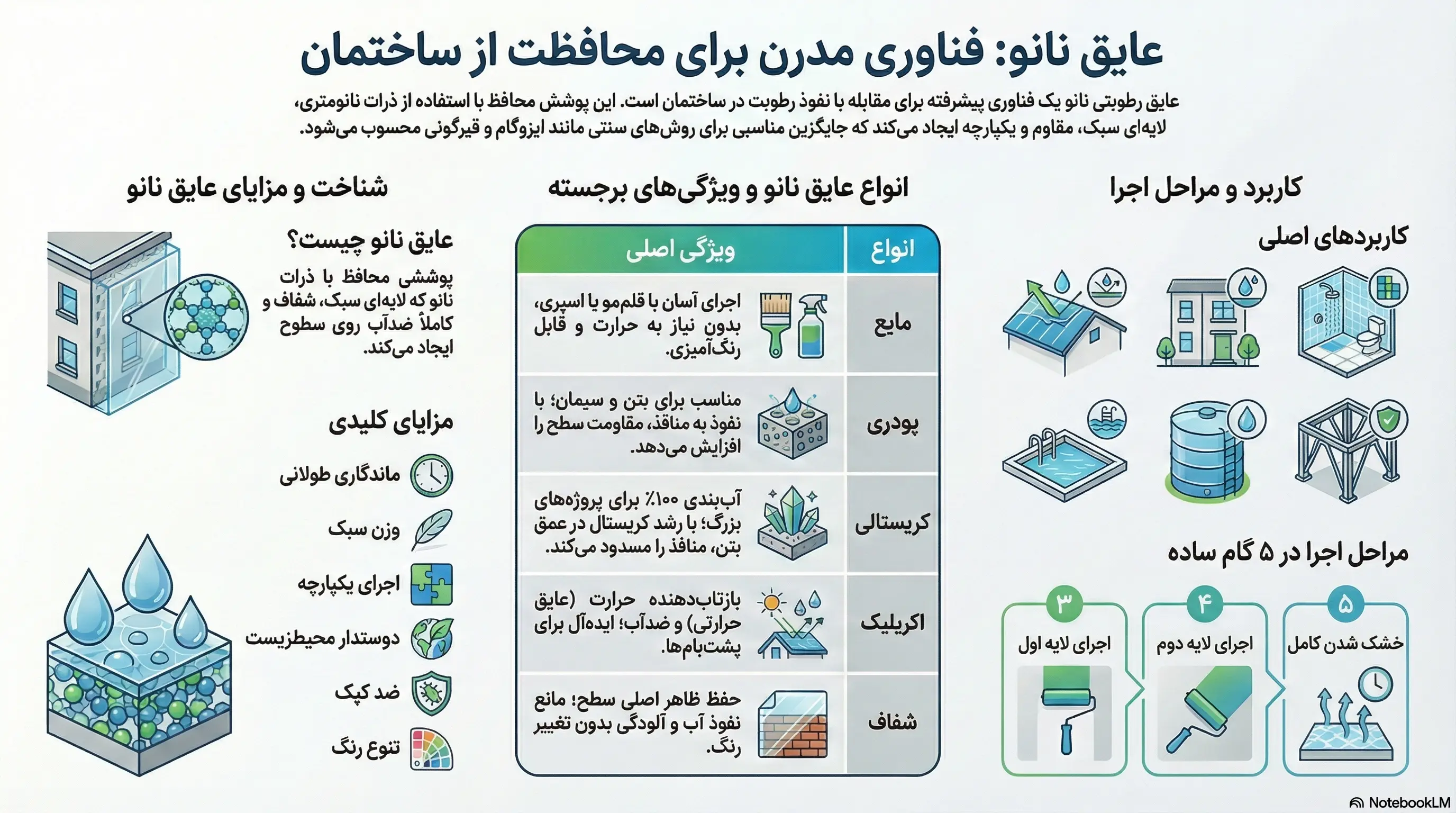 عایق رطوبتی نانو چیست؟ و انواع آن برای کاربردهای مختلف ساختمان